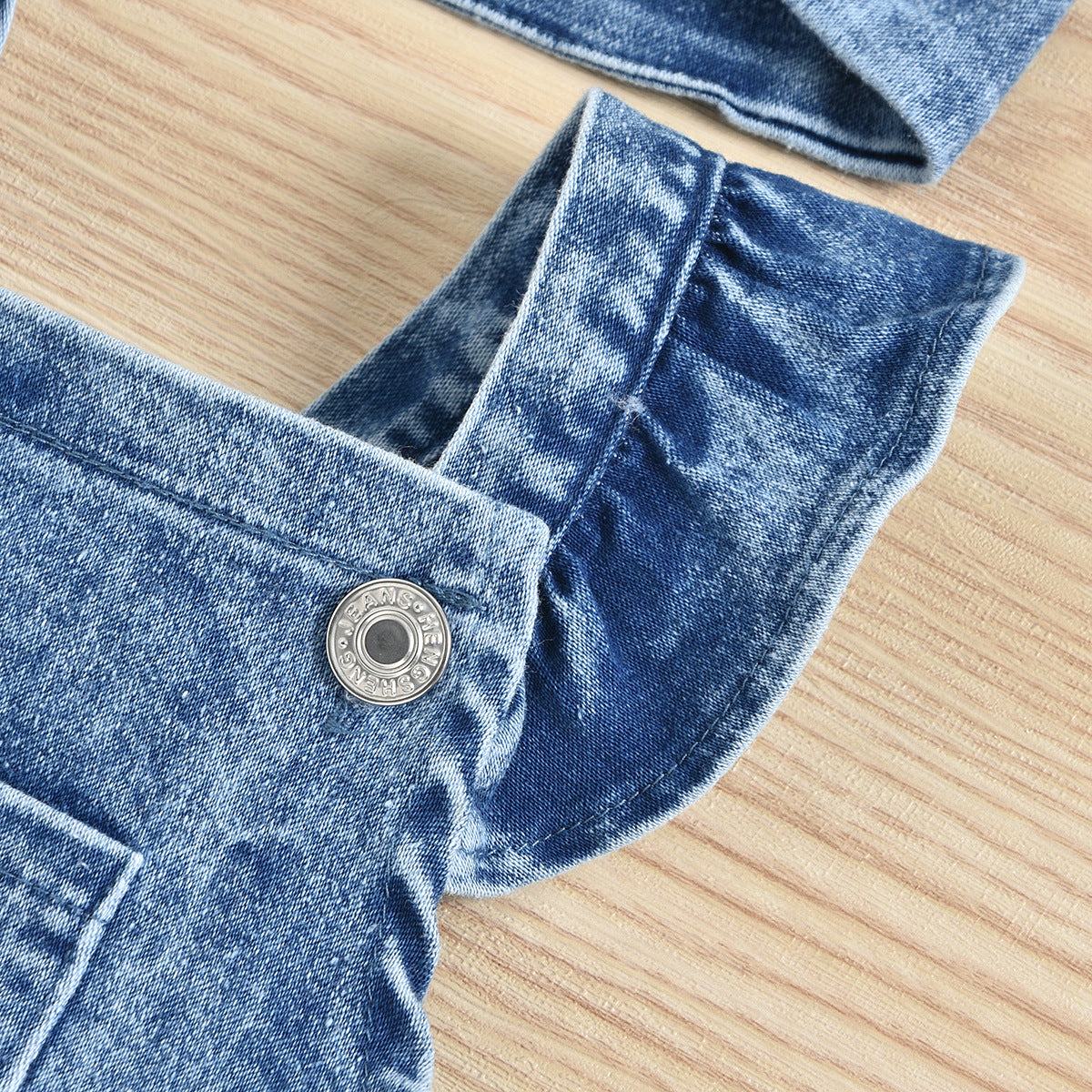 Baby Romper Blue Denim With Rainbow Design