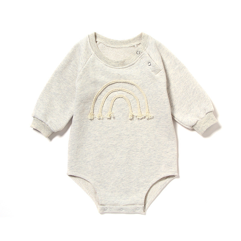 Long Sleeve Romper With Rope Rainbow Design