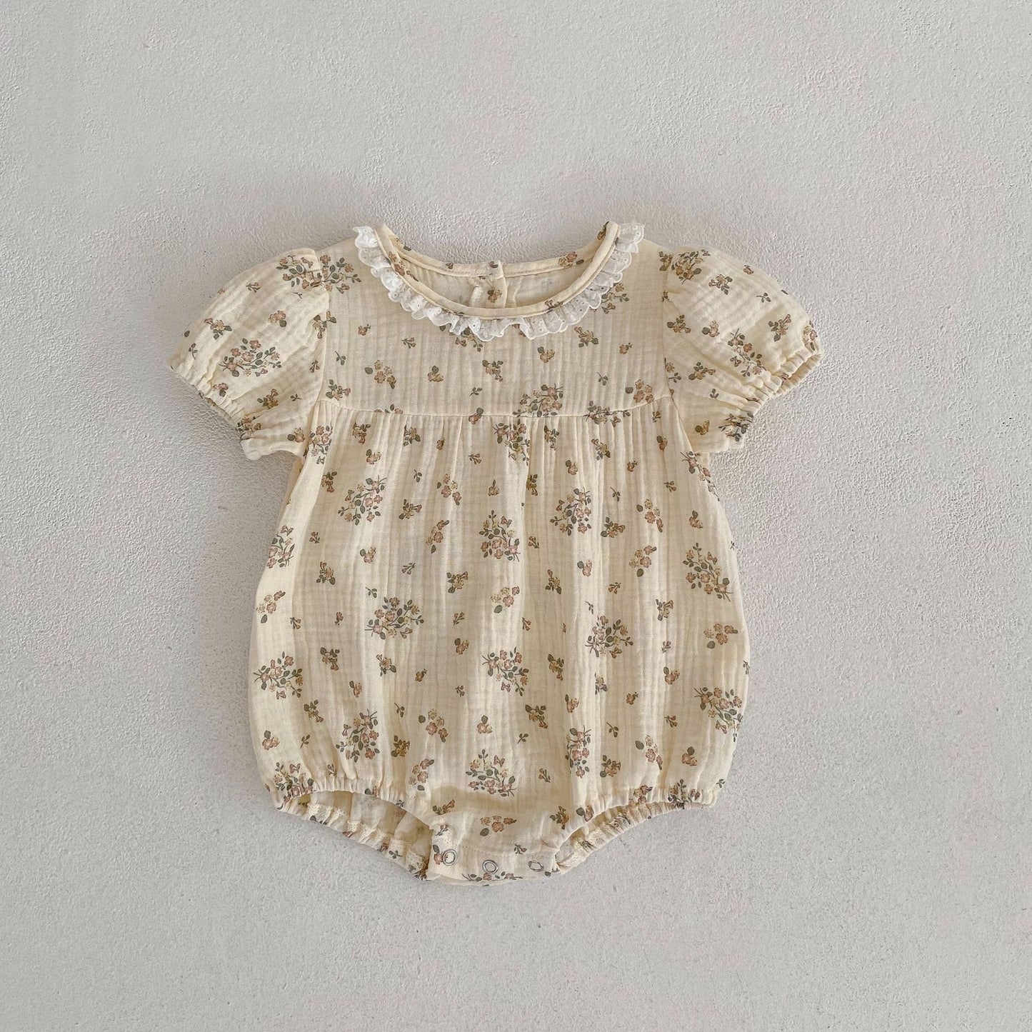 Baby Summer Romper Beige Floral
