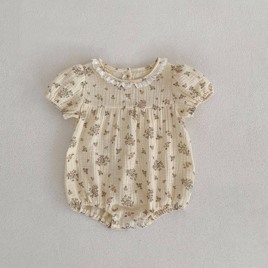 Baby Summer Romper Beige Floral