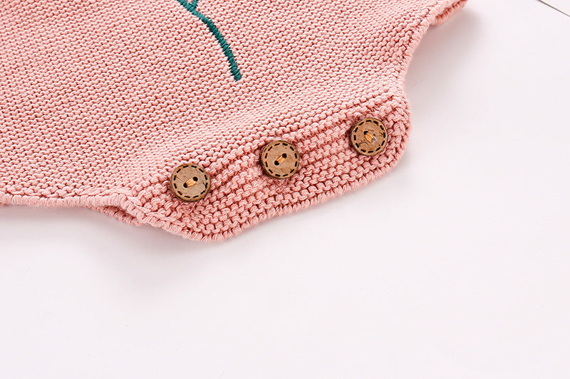Knitted Summer Romper With Sunflower Design