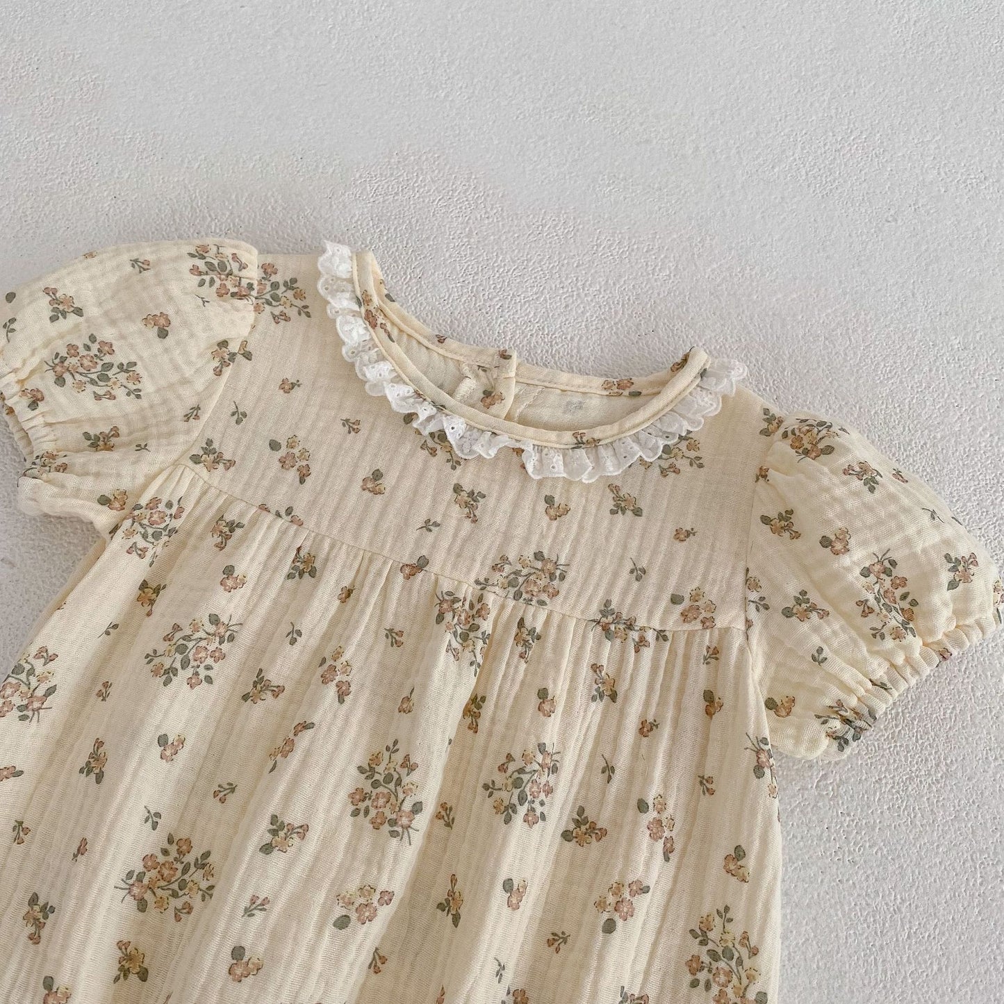 Baby Summer Romper Beige Floral