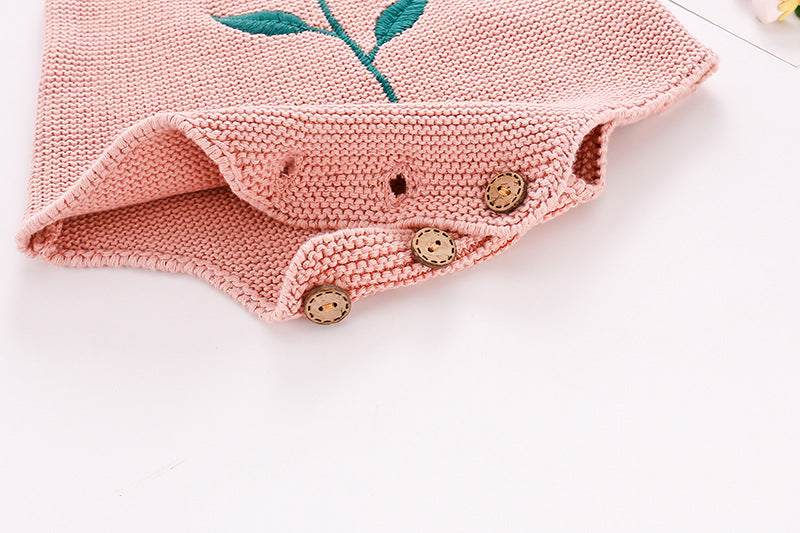 Knitted Summer Romper With Sunflower Design