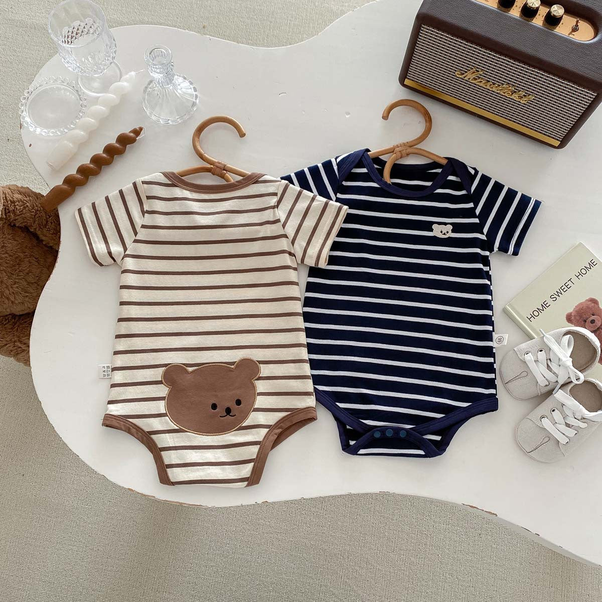 Baby Short Sleeve Romper Stripe Design