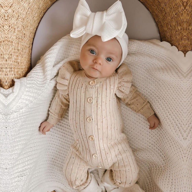 Knitted Onesie With Frill Design