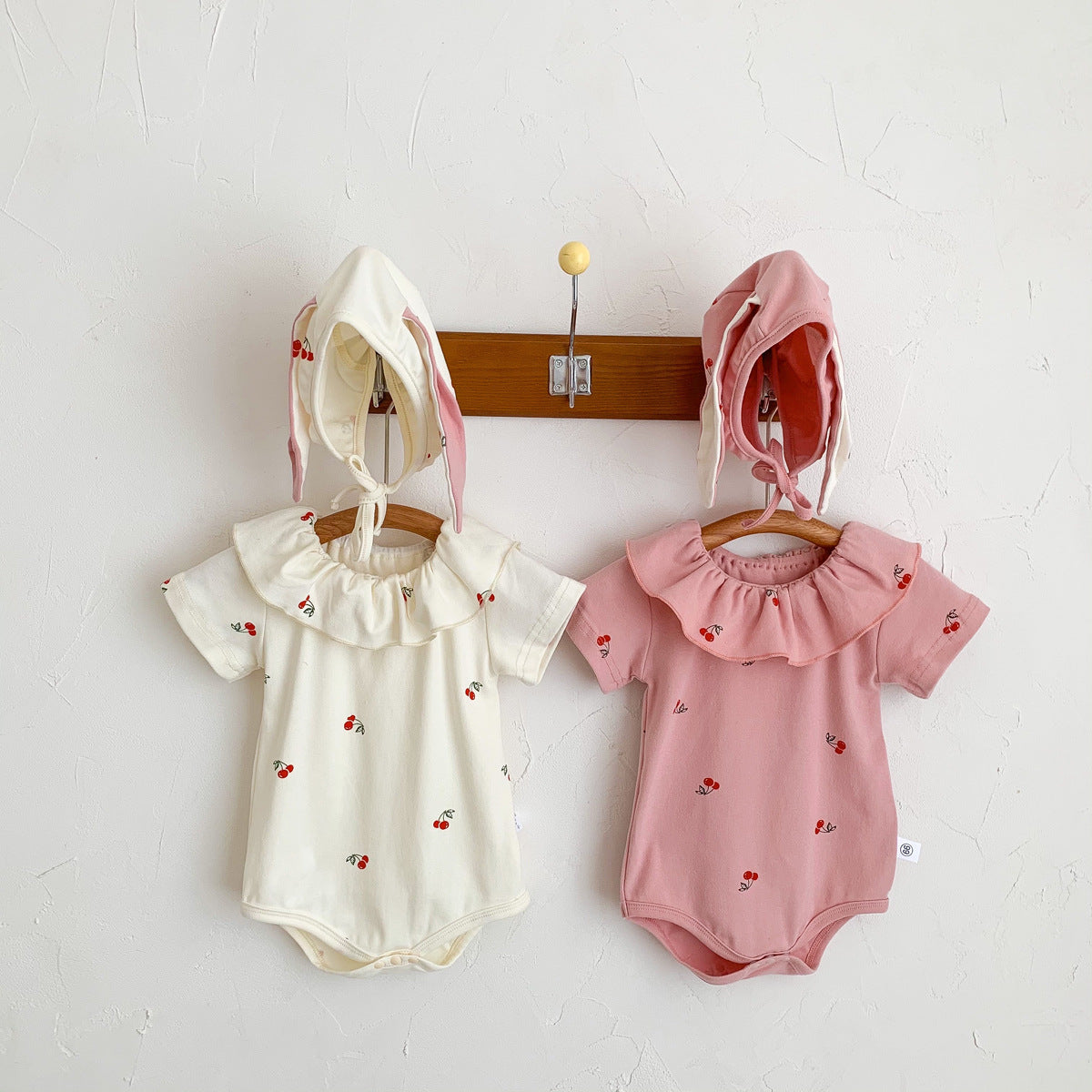 Short Sleeve Romper With Cherry Design