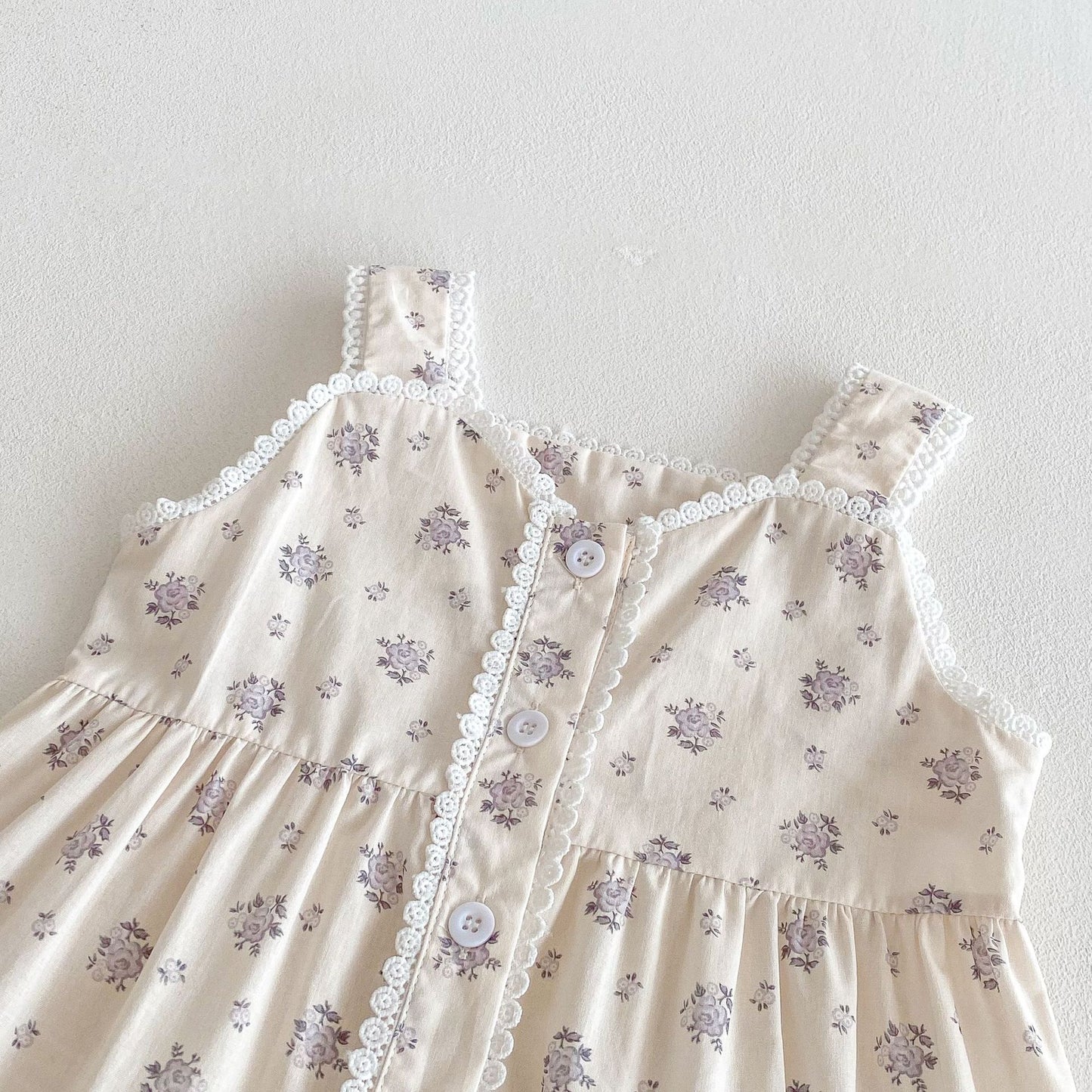 Baby Dress Beige Floral Design