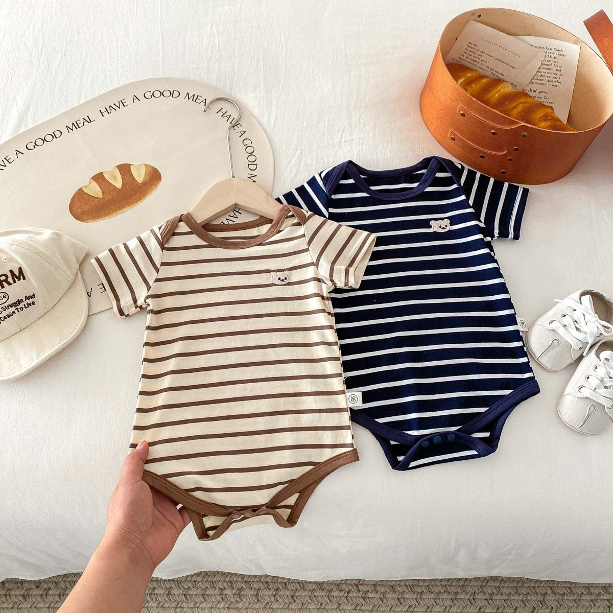 Baby Short Sleeve Romper Stripe Design