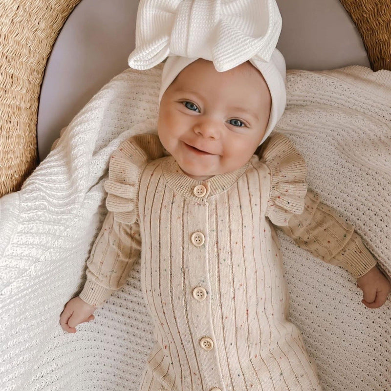 Knitted Onesie With Frill Design