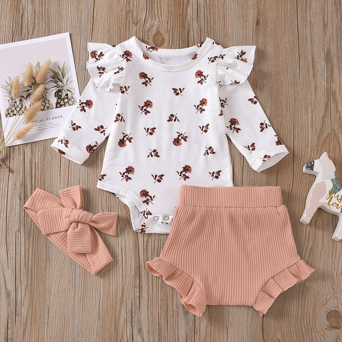 Long Sleeve Romper, Shorts & Headband