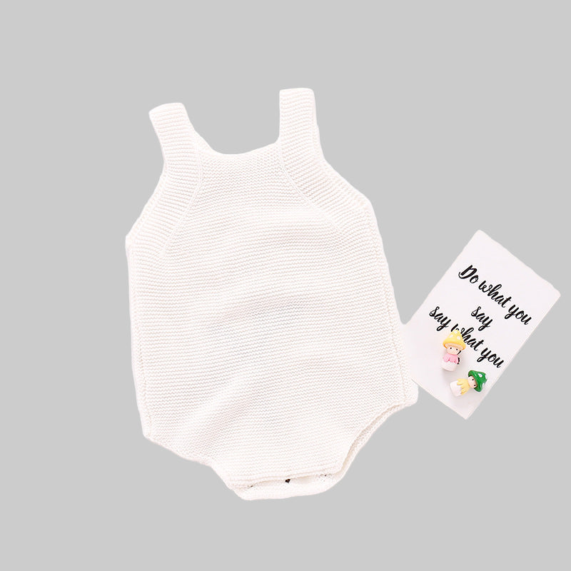 Knitted Summer Romper With Sunflower Design