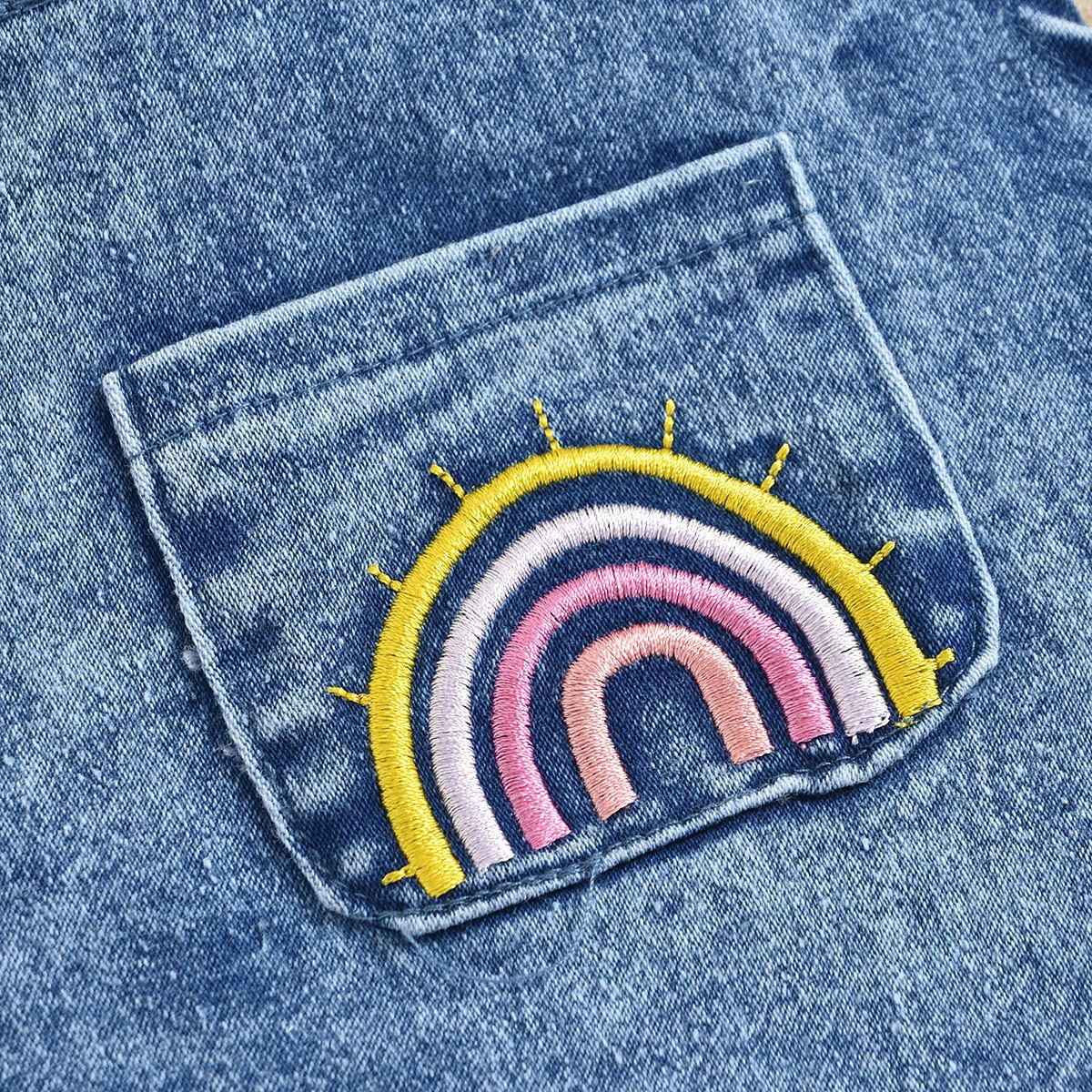 Baby Romper Blue Denim With Rainbow Design