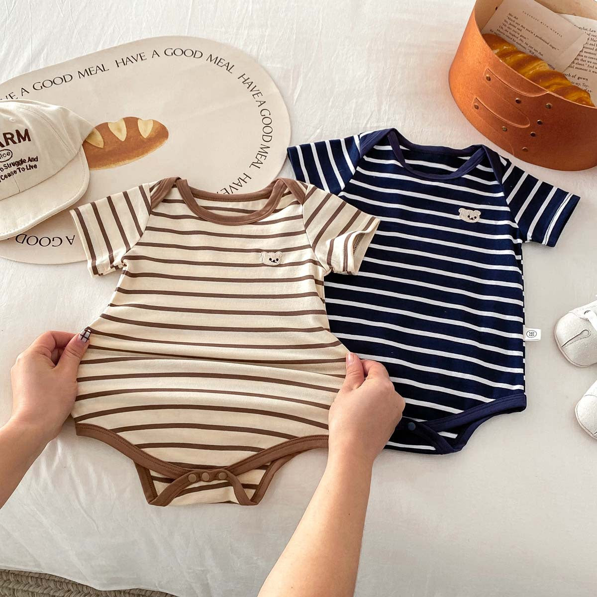 Baby Short Sleeve Romper Stripe Design