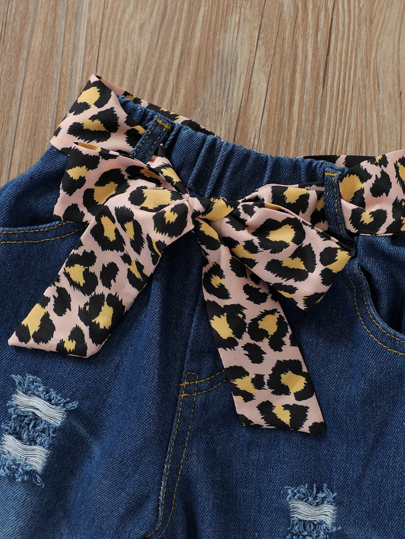 Flare Black Top and Denim Pants Set