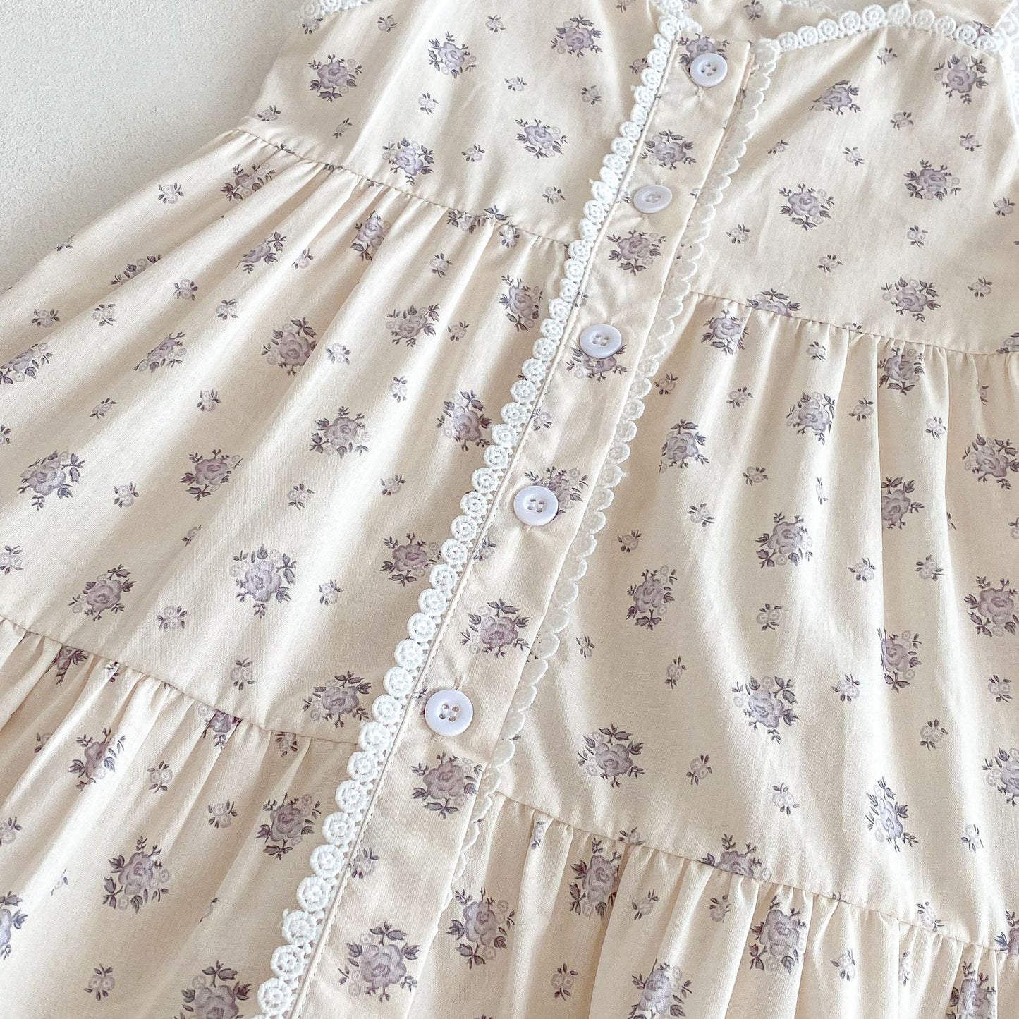 Baby Dress Beige Floral Design