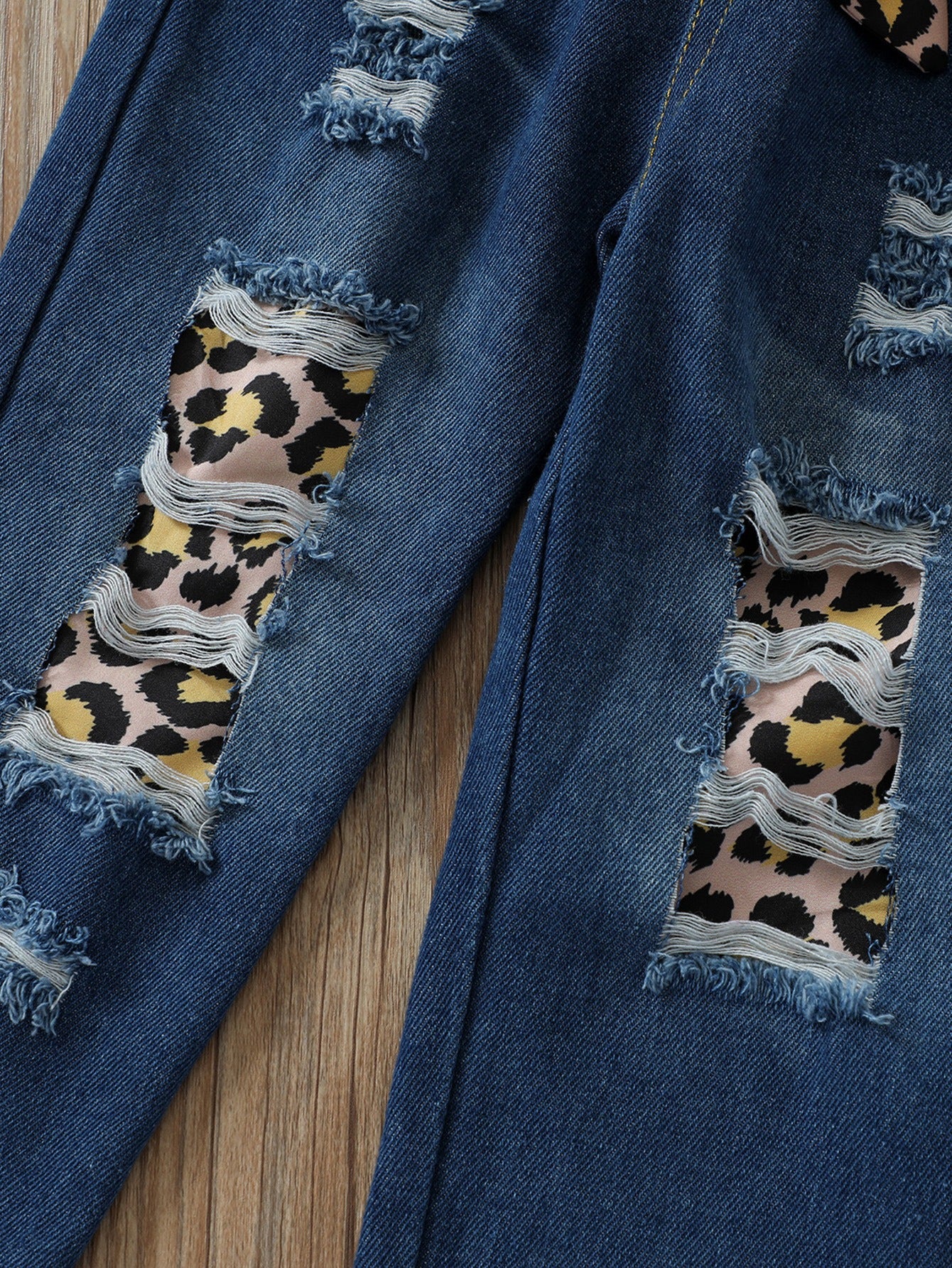 Flare Black Top and Denim Pants Set