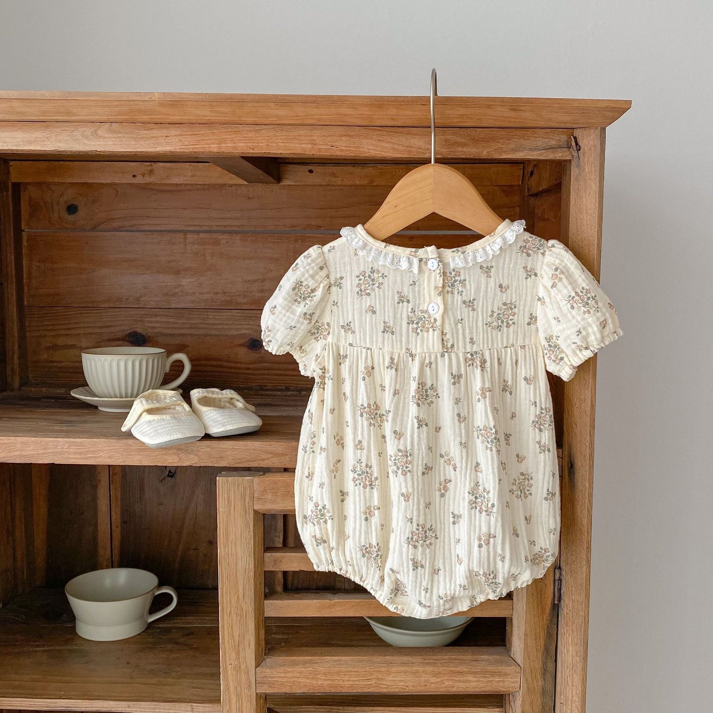 Baby Summer Romper Beige Floral