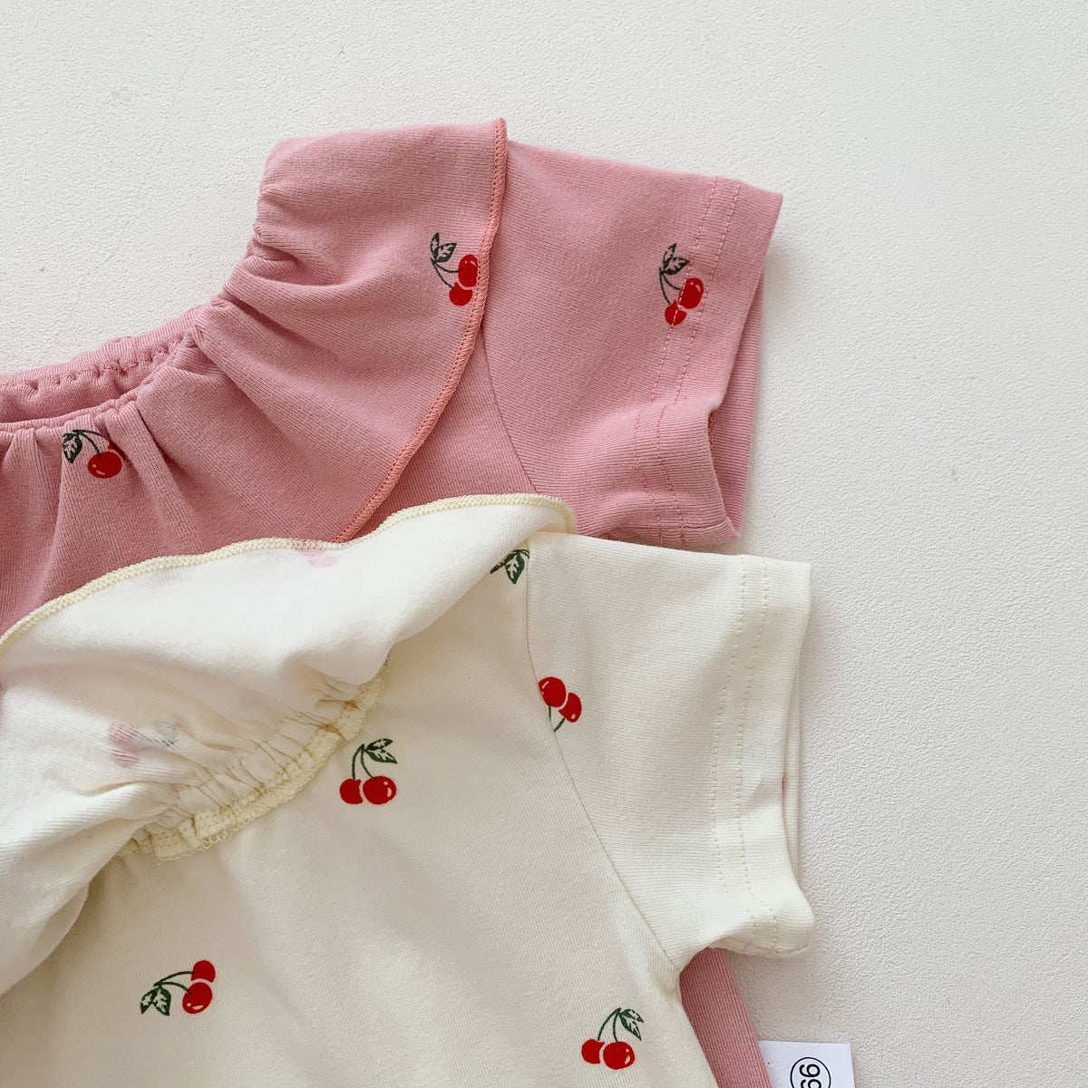 Short Sleeve Romper With Cherry Design