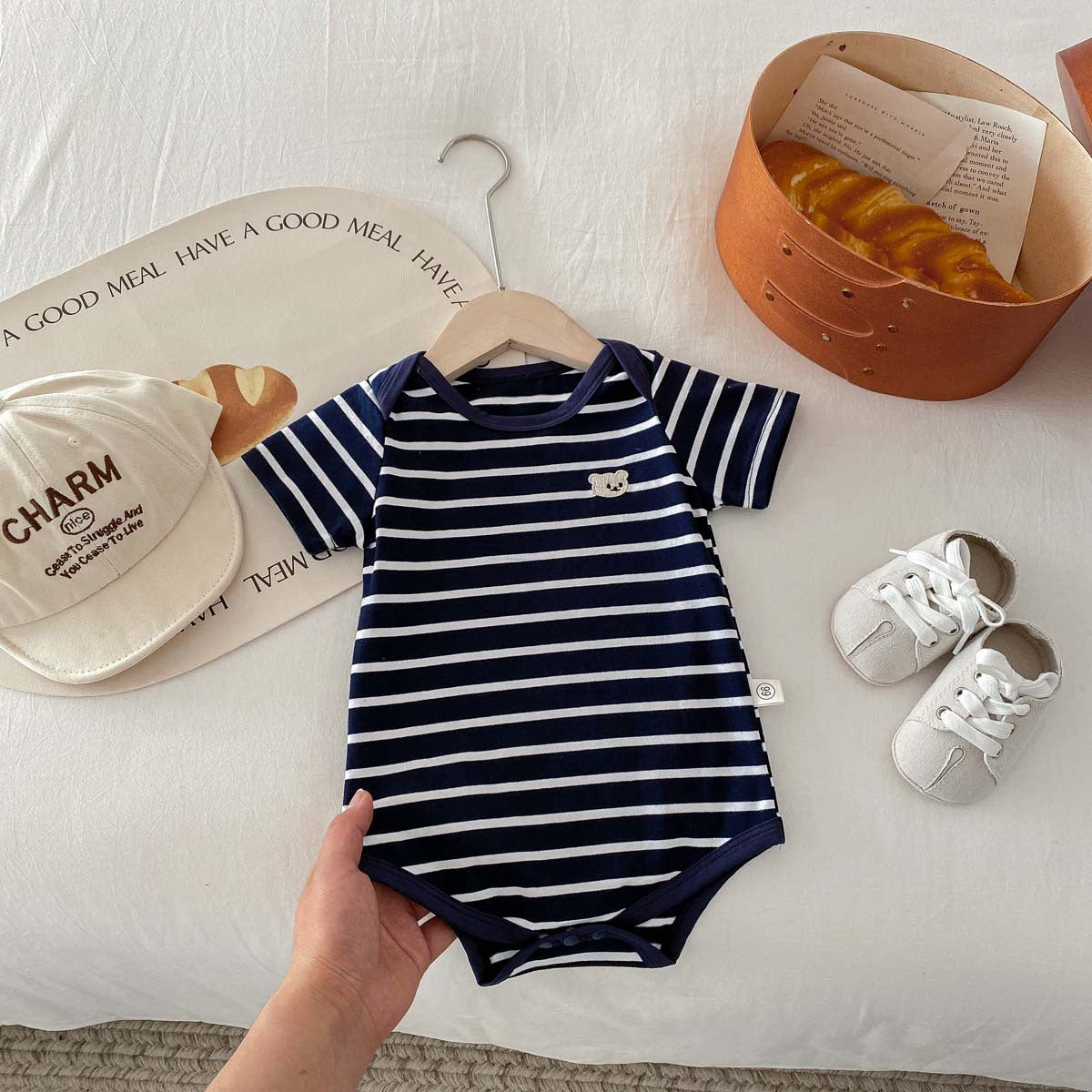 Baby Short Sleeve Romper Stripe Design