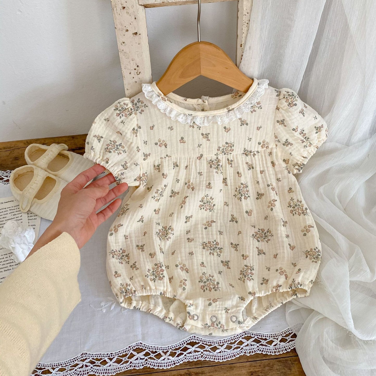 Baby Summer Romper Beige Floral