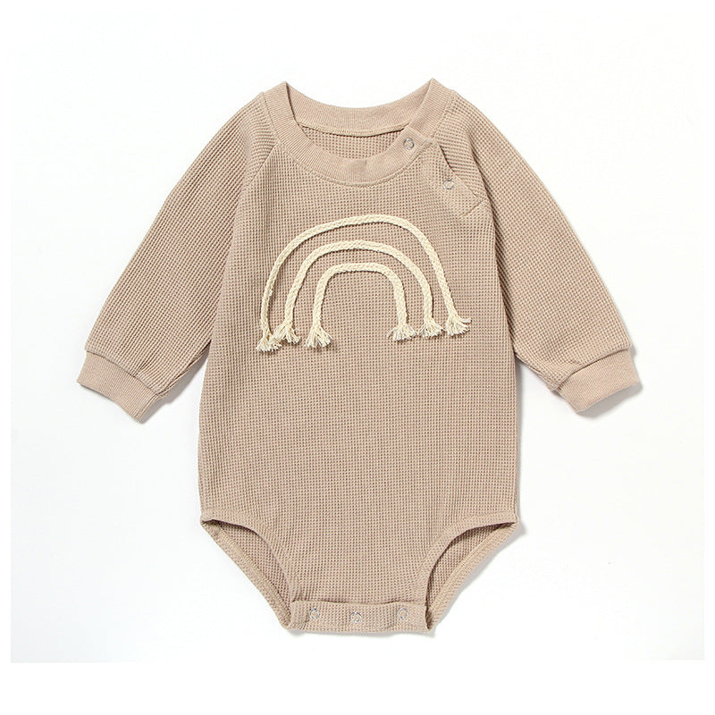 Long Sleeve Romper With Rope Rainbow Design