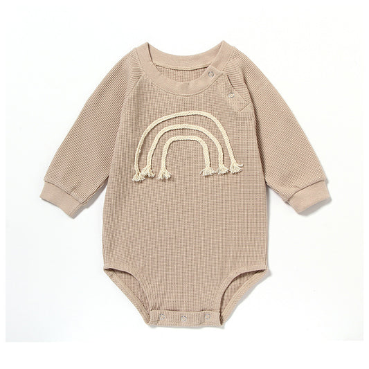 Long Sleeve Romper With Rope Rainbow Design